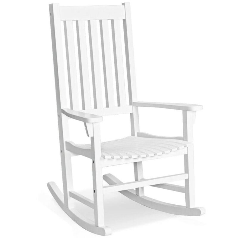 Hivvago Indoor Outdoor Wooden High Back Rocking Chair