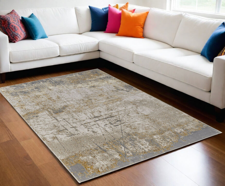 HomeRoots Abstract Power Loom Worn Faded Area Rug