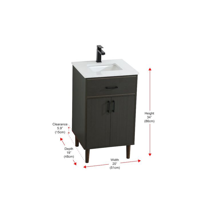 Elegant Kitchen and Bath Chandler 20 Inch Single Bathroom Vanity In Mocha Brown