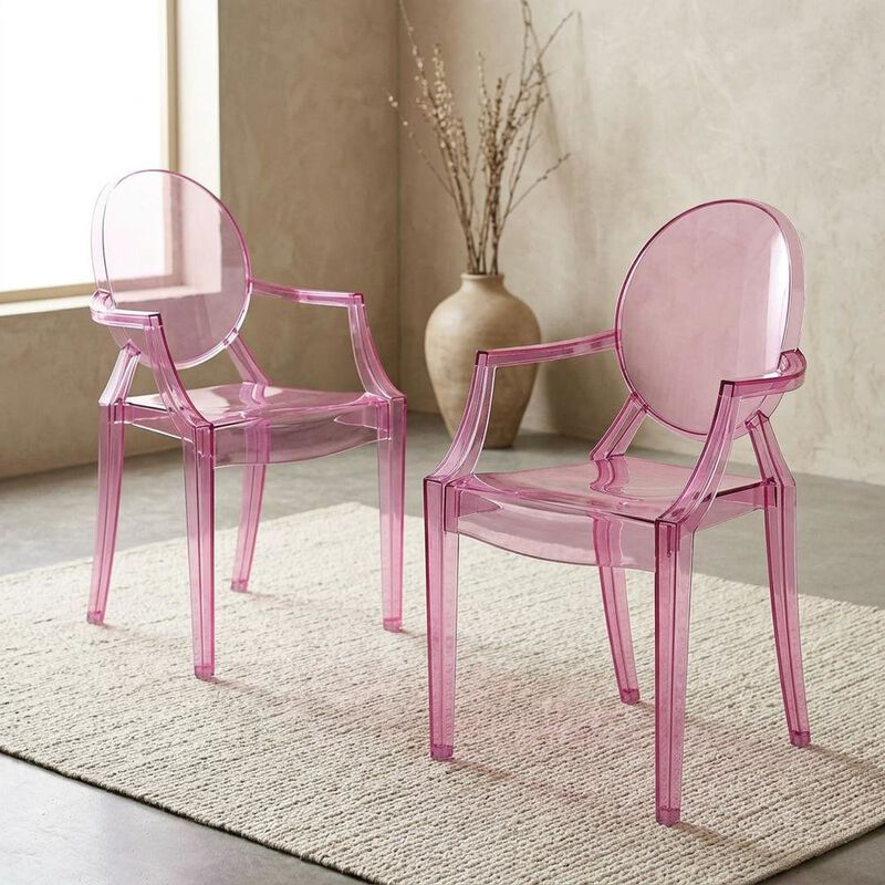 Acrylic Stackable Dining Armchair, Contoured Back, Blue image number 2