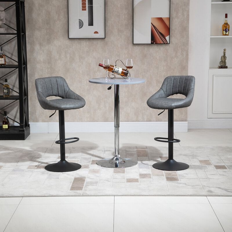 Gray Bar Duo: Set of 2 Adjustable Swivel Bar Stools