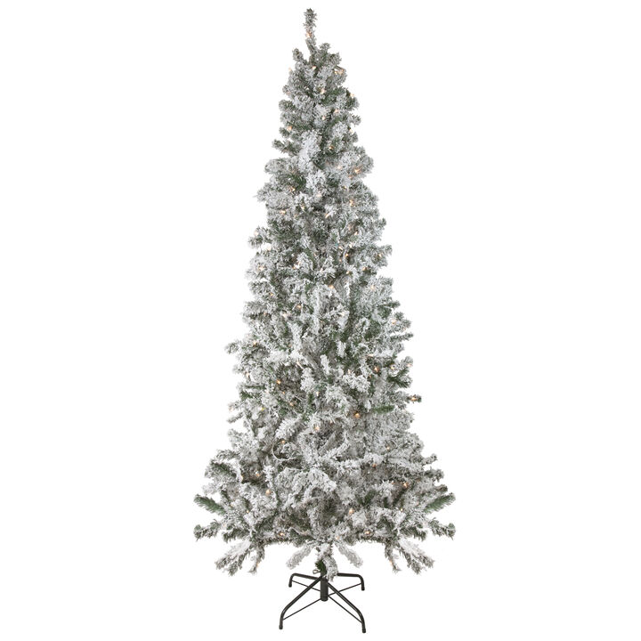 6' Pre-Lit Slim Flocked Pine Artificial Christmas Tree  Clear Lights