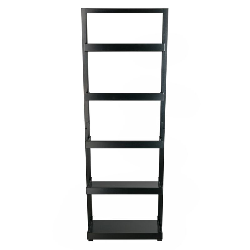 Winsome Bellamy 5-Shelf 69"H Leaning Bookcase, Black (29553)
