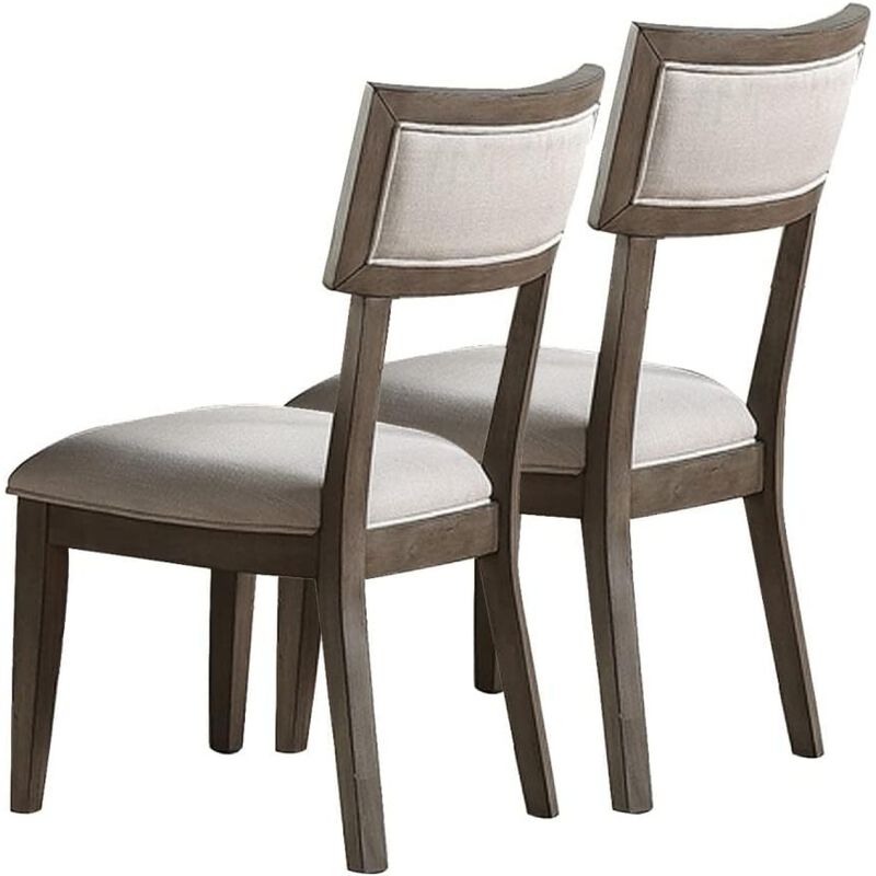 Contemporary Solid wood & Veneer Dining Room Chairs 2 PCS Chair Set Cream Cushion Seat back