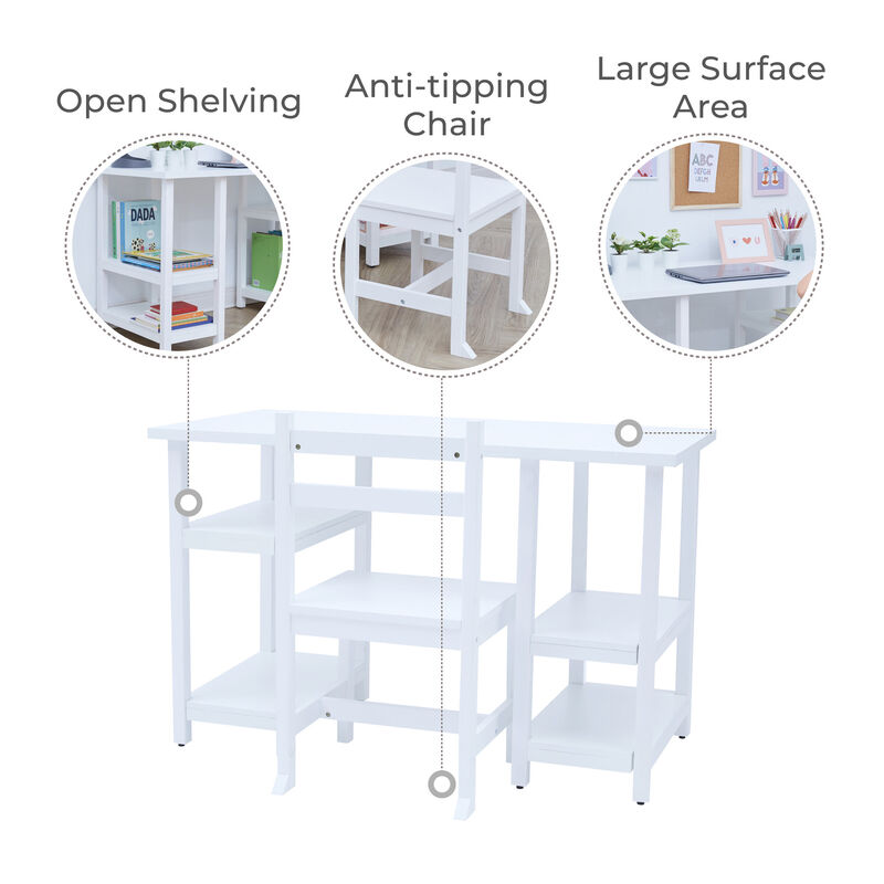 Play Desk with Shelves and Chair, White image number 2