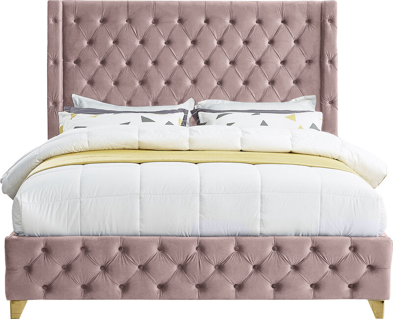 Meridian Furniture Savan Pink Velvet King Bed image number 4