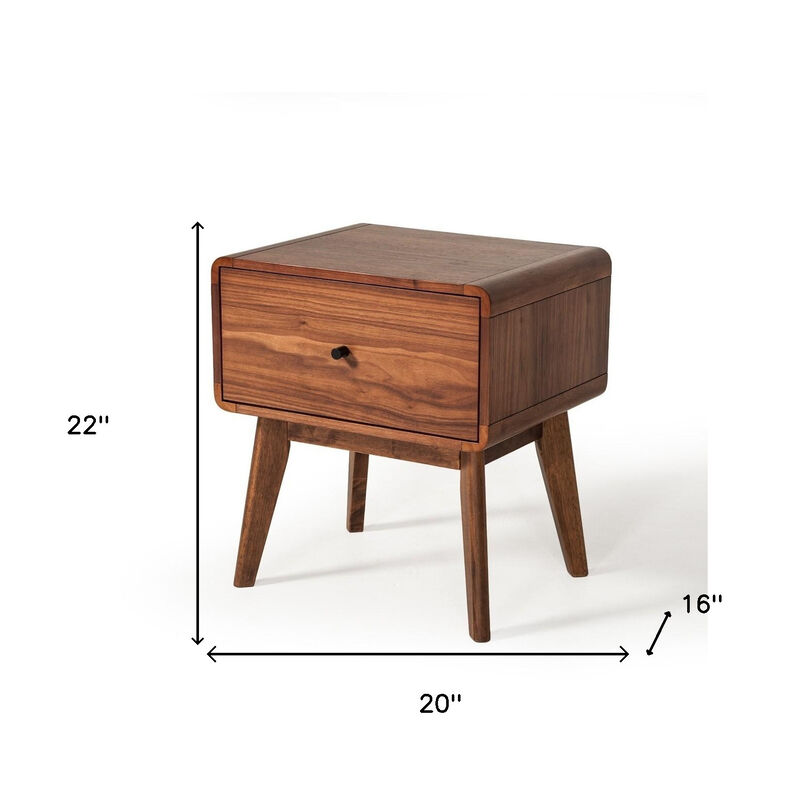 Modern Wooden Nightstand with Single Drawer – Mid-Century Style