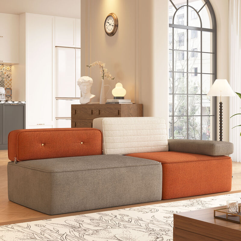 Upholstered Linen Fabric Sofa for Living Room & Bedroom Multi-color 79.9"