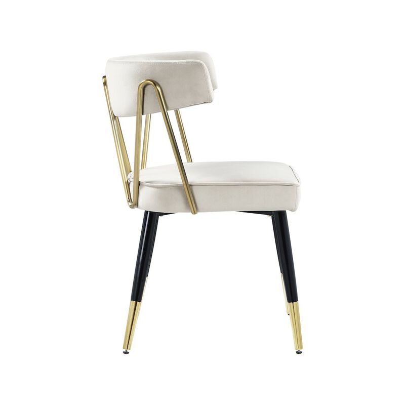 Meridian Furniture Rheingold Cream Velvet Dining Chair, Set of 2