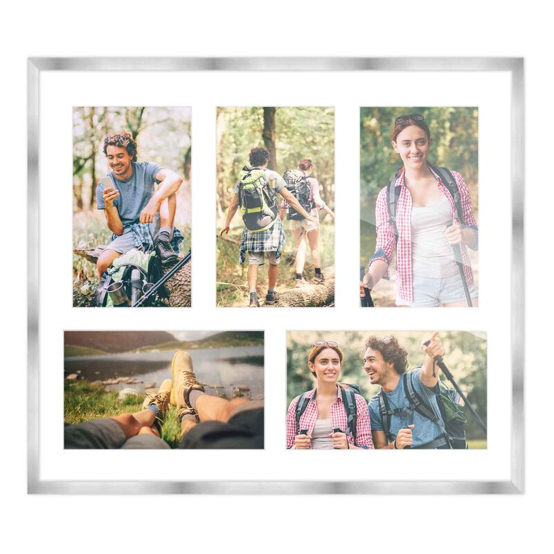 12x14 Wood Collage Frame with a White Mat for 4x6 Pictures