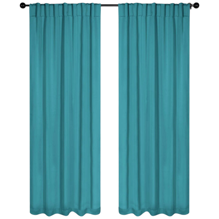 Blackout Window Curtains Set of 2 Solid Room Darkening Back Tab Panels
