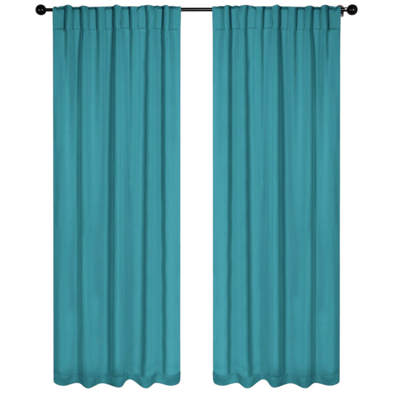 Blackout Window Curtains Set of 2 Solid Room Darkening Back Tab Panels image number 0