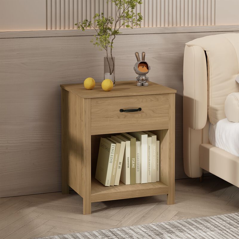 Assembled Wood Nightstand 1-Drawer 1-Shelf image number 4