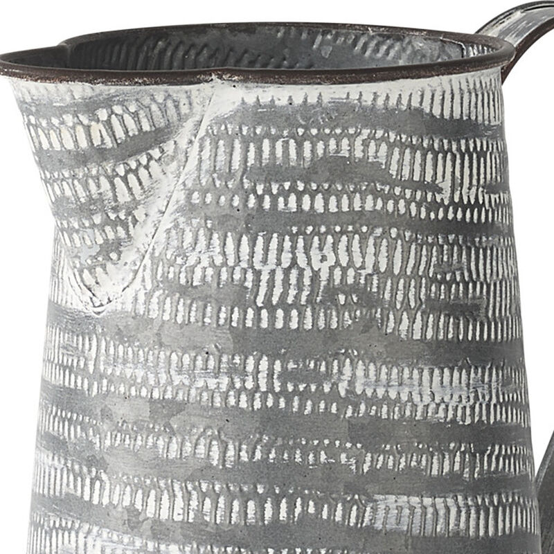 HomeRoots 8" Gray And White Striped Metal Tapered Jug Vase image number 2