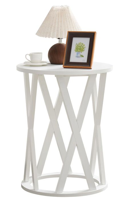 Kings Brand Furniture Emma Side End Table - Modern Round Farmhouse Accent Table - Side Table for Living Room, Bedroom, Office
