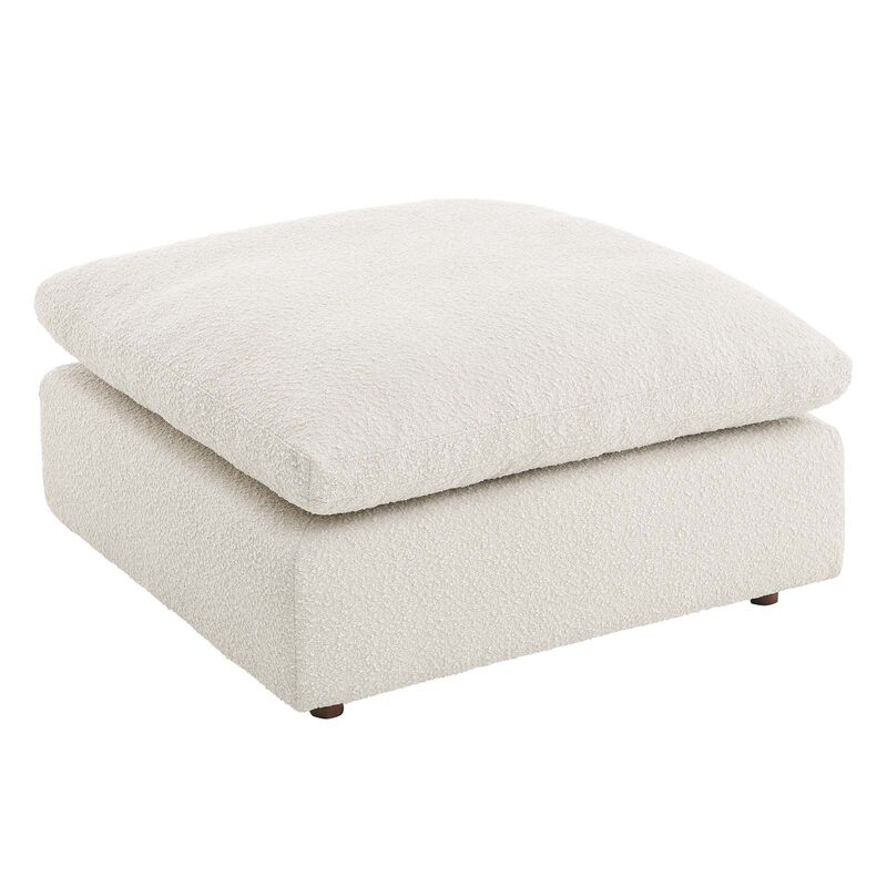 Commix Down Filled Overstuffed Boucle Fabric Ottoman image number 2