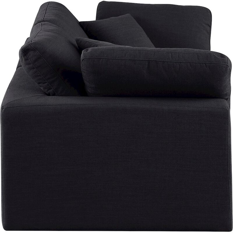 Meridian Furniture Comfy Black Linen Textured Fabric Modular Sofa