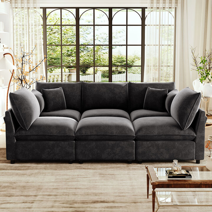 Merax Modular Chenille Sectional Sofa with Storage & USB Ports