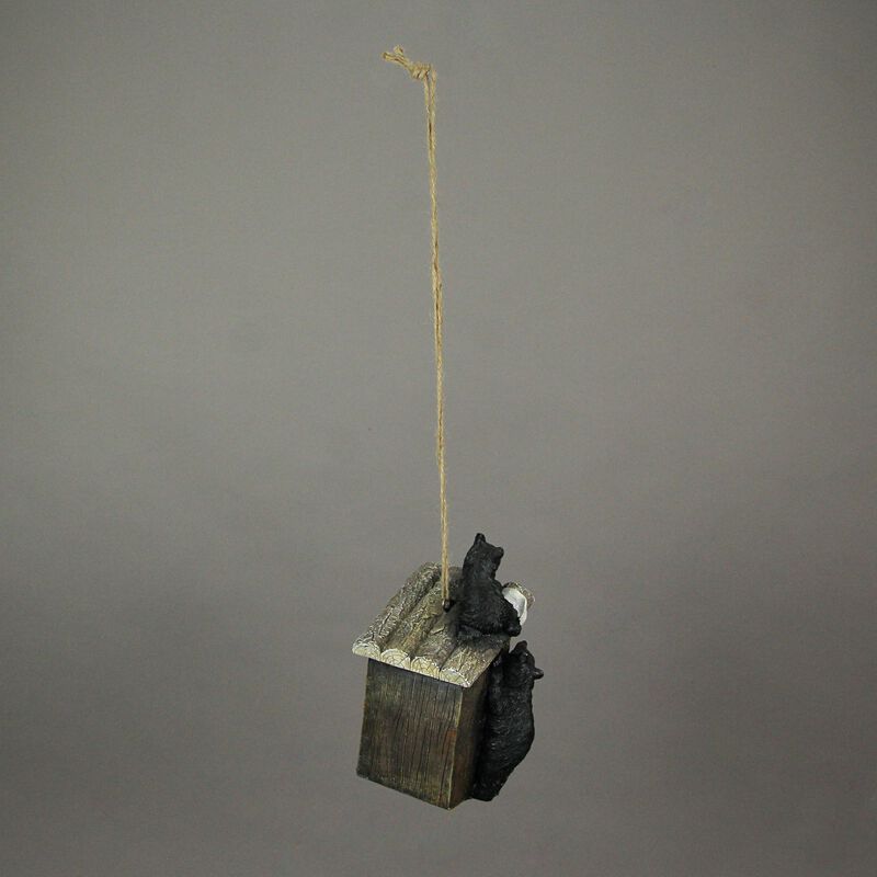 Resin Black Bear Climbing Outhouse Decorative Hanging Birdhouse Cabin Home Decor image number 2