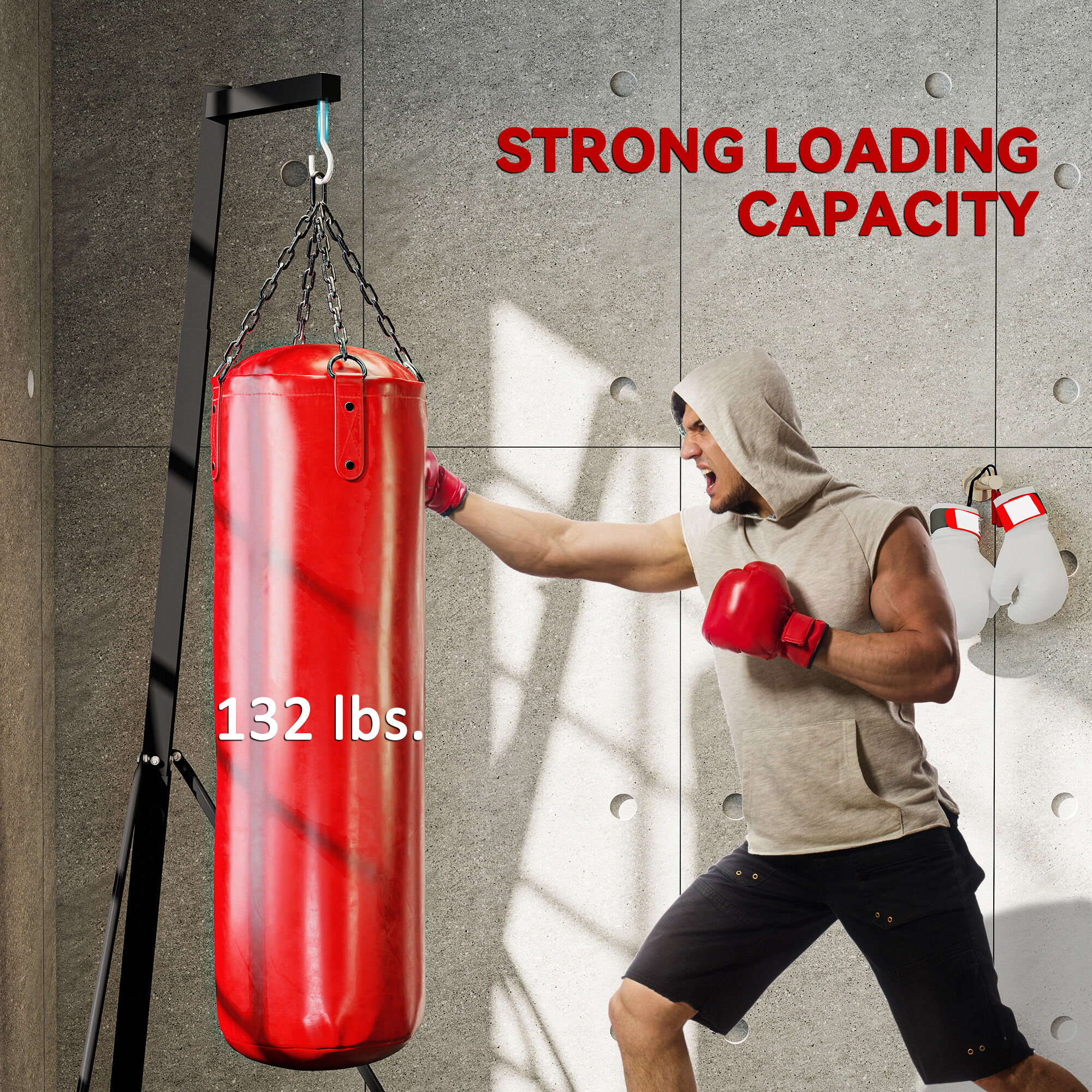 Hivvago Foldable Heavy Bag Stand with Weighted Base for Home Gym