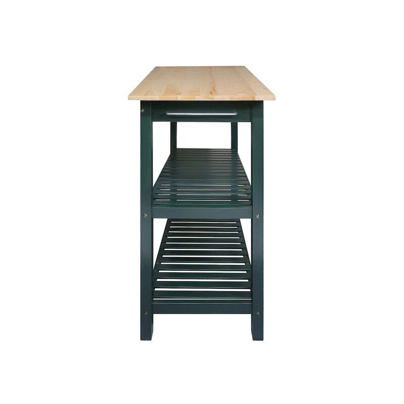 Casual Home Kitchen Island with Solid American Hardwood Top, Hunter Green