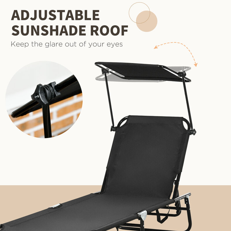 Hivvago 2-Piece Poolside Chaise Lounge Set with Sunshade image number 4