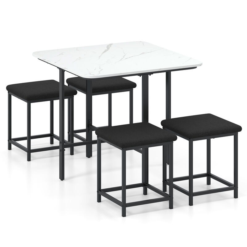 5 Piece Dining Table Set with 4 Cushioned Stools and Durable Metal Frame for Small Spaces image number 0