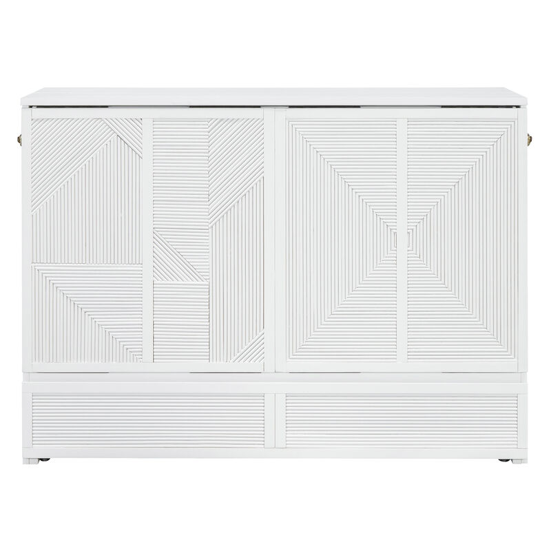 Whisen Clever Design Full Size Murphy Bed, Folded into a Cabinet with Large Drawer,USB Ports and Outlets