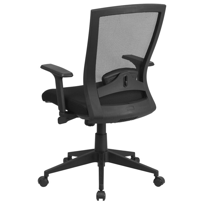 Cleo Mid-Back Black Mesh Executive Swivel Ergonomic Office Chair with Back Angle Adjustment and Adjustable Arms image number 2