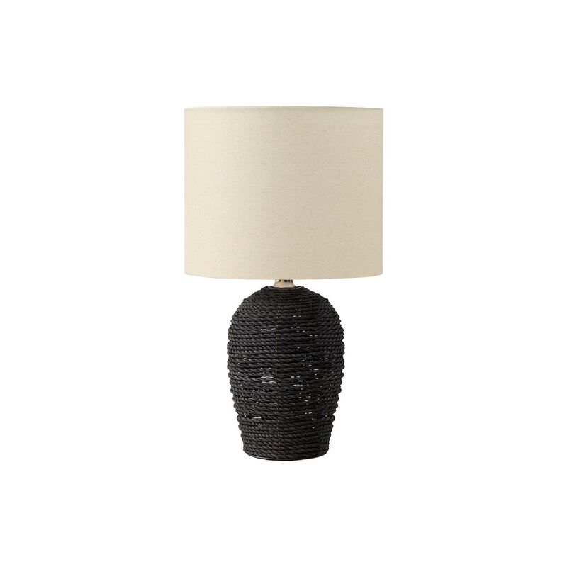 Lighting, 17"H, Table Lamp, Black Rattan, Beige Shade, Transitional