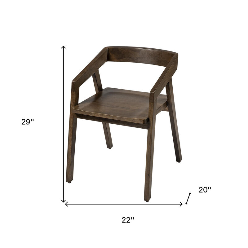 HomeRoots Set Of Two Brown Wood Open Back Arm Chairs image number 6