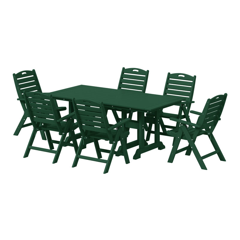 WestinTrends 7-Piece HDPE Rectangular Patio Dining Table Set with Foldable Chairs