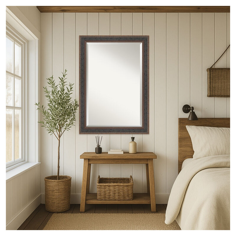 Attic Aged Beveled Wood Framed Wall Mirror image number 5
