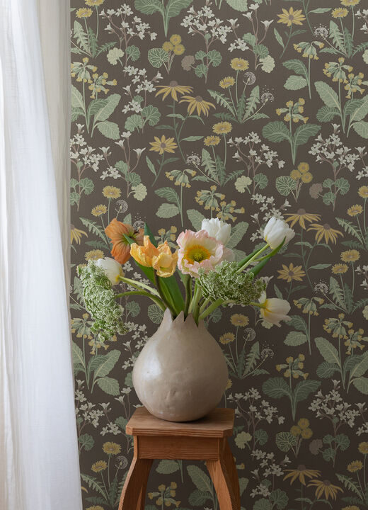 Magdalena Charcoal Dandelion Wallpaper