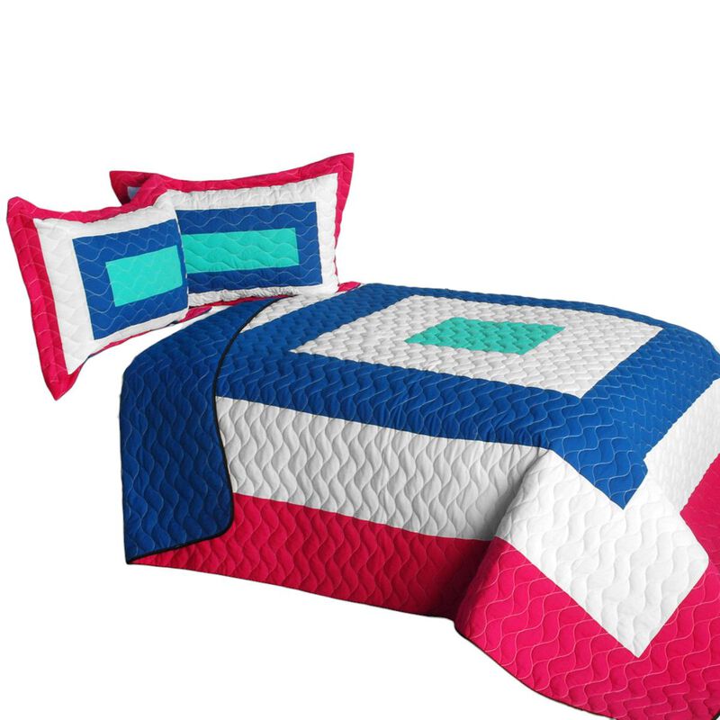 Quilted Patchwork Geometric Quilt Set Lightweight Cozy Bedding image number 1