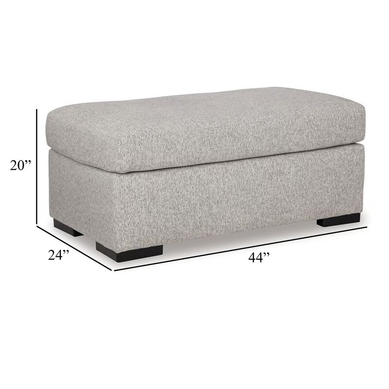 Marcy Ottoman, Low Profile Legs, Pewter Gray Next Gen Nuvella 44 Inch - Benzara