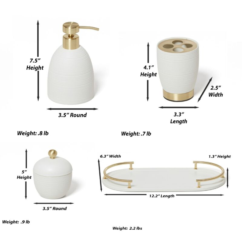 Dubai 4 pc bathroom accessory set (brass trim) image number 4