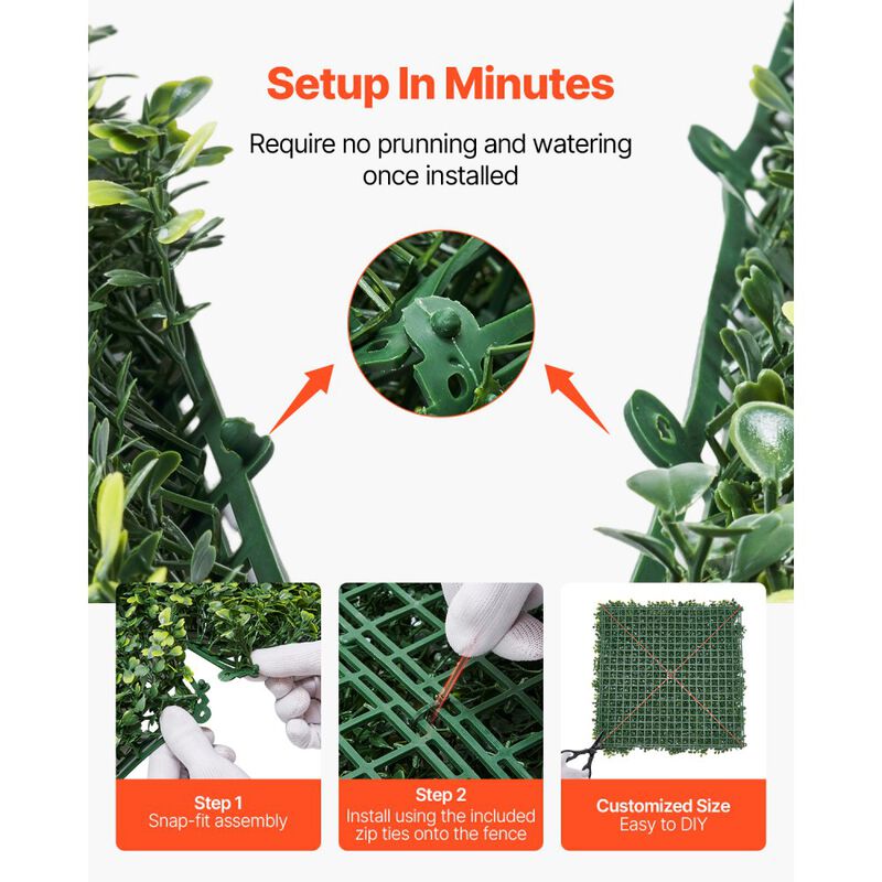 Milan Artificial Grass Wall Panels Boxwood Privacy Hedge for Garden Fence and Wall Decor-Green image number 6