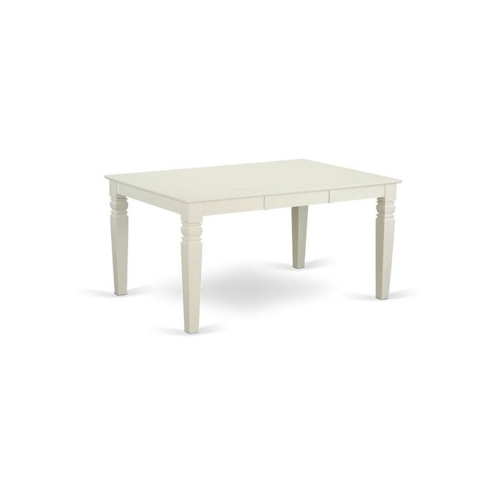 East West Furniture Weston  Rectangular  Dining  Table  with  18  in  butterfly  Leaf  in  Linen  White