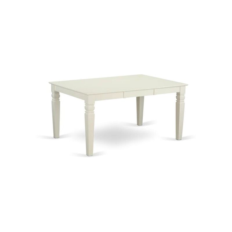 East West Furniture Weston  Rectangular  Dining  Table  with  18  in  butterfly  Leaf  in  Linen  White