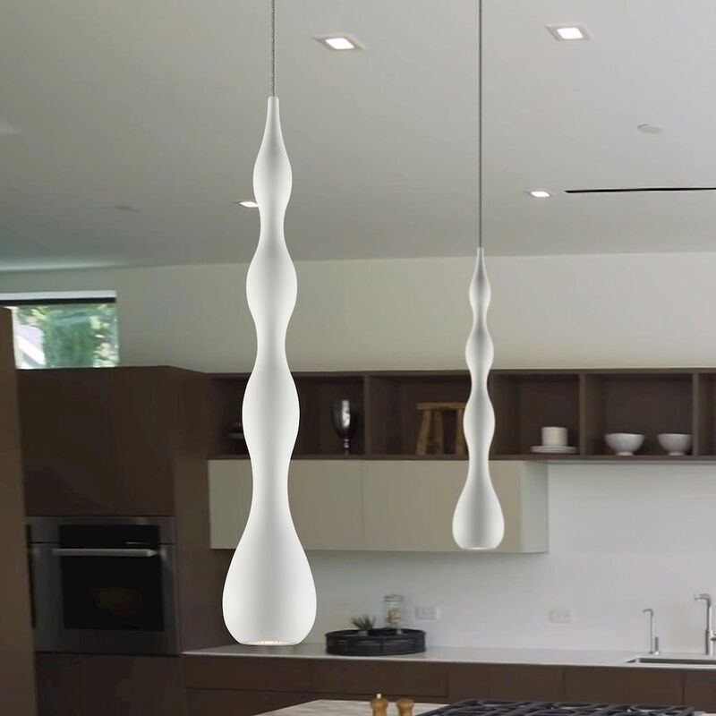 VONN Lighting Integrated LED Height Adjustable Pendant Light in White