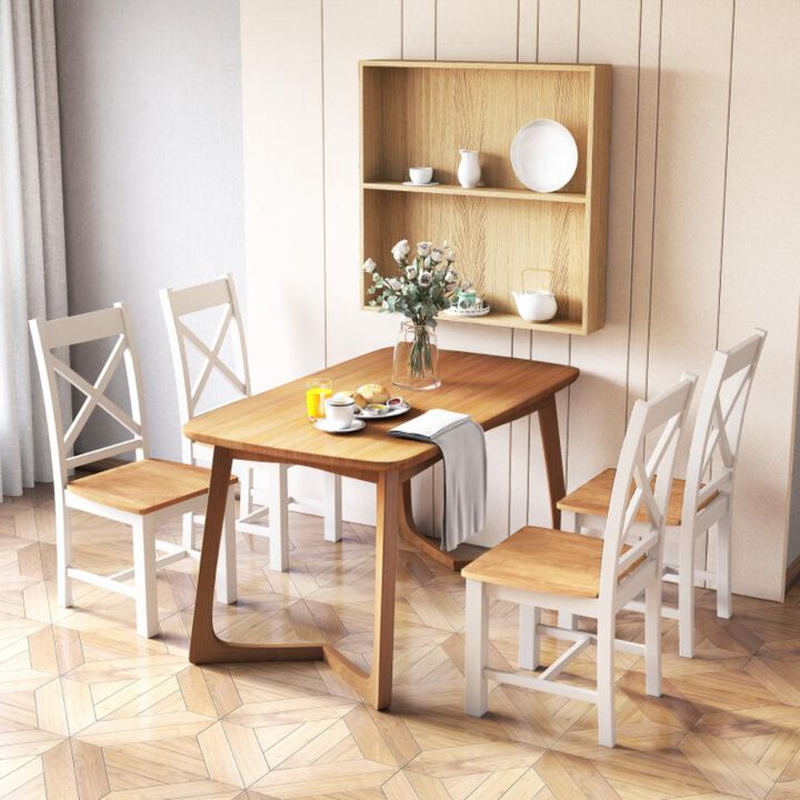 Hivvago Wooden Dining Chairs Set of 2 with High Back and Rubber Wood Frame