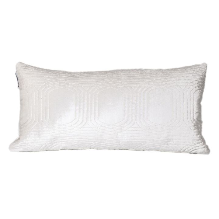 24" White Transitional Quilted Throw Pillow