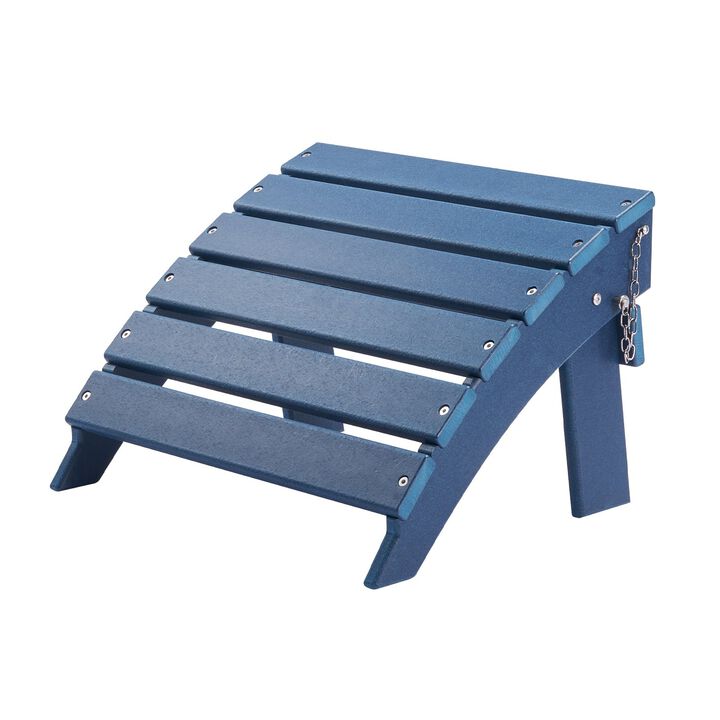 Outdoor Adirondack Ottoman, HDPE Plastic Foot Rest for Porch, Pool & Backyard - White