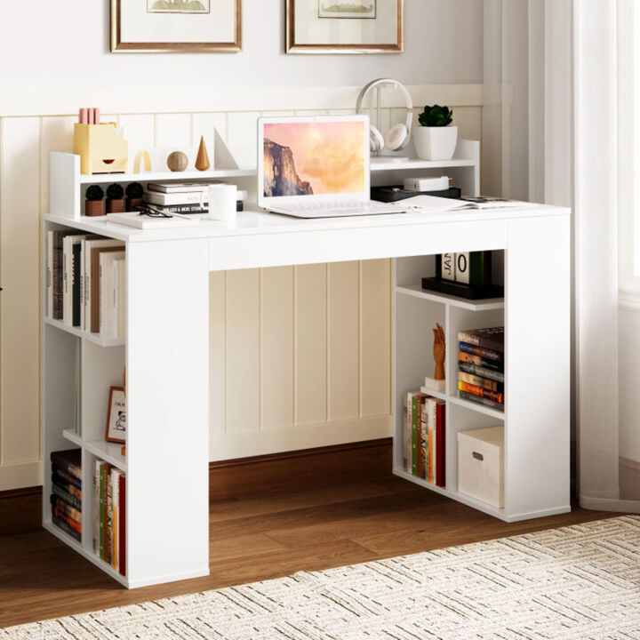 Hivvago Office Computer Desk with Dual 3 Tier Bookshelf and Monitor Shelf