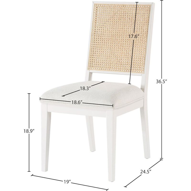 Meridian Furniture Butterfly Cream Linen Textured Fabric Dining Chair, Set of 2