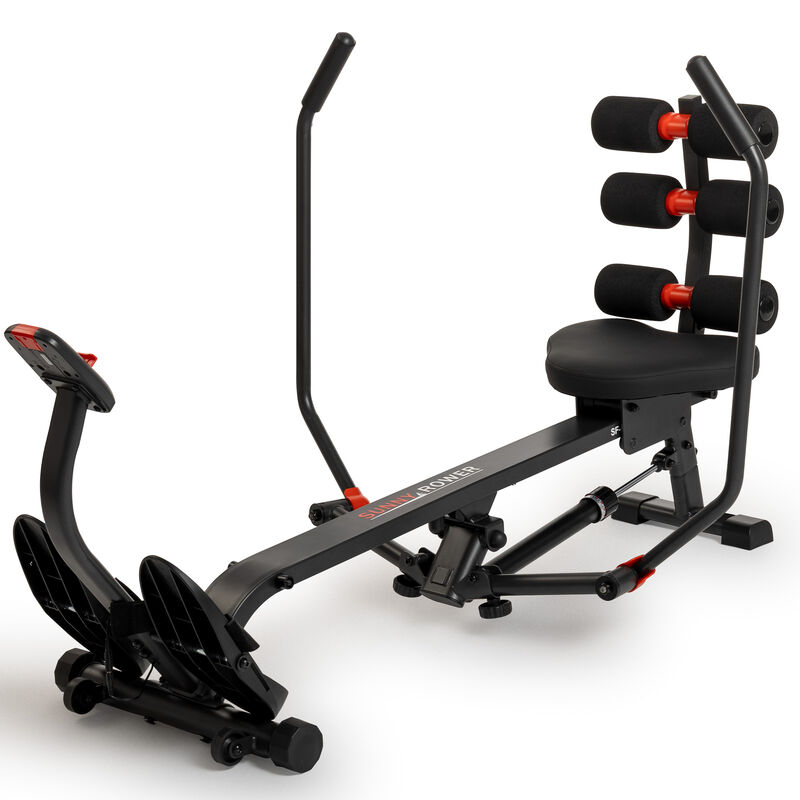 Sunny Health & Fitness 2-in-1 Smart Full Motion Rowing Machine with Core Trainer, 12 Resistance Levels & Trainer-Led Workouts via SunnyFit App image number 0