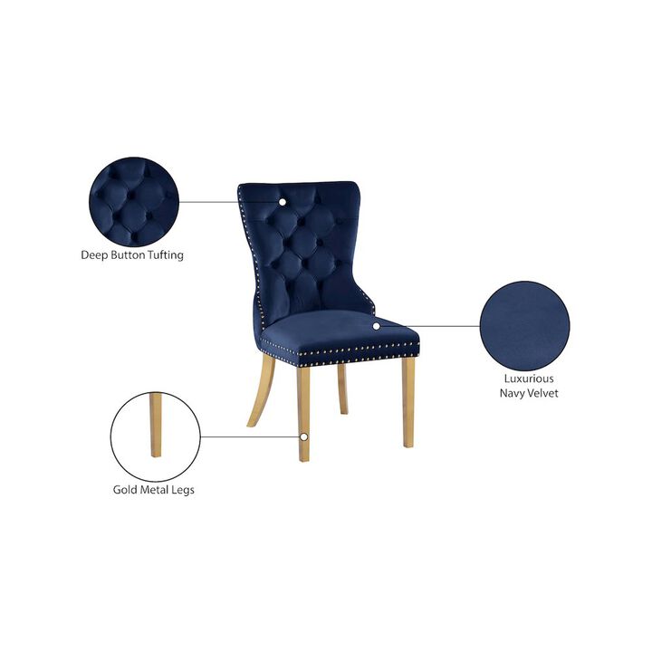 Meridian Furniture Carmen Navy Velvet Dining Chairs, Set of 2