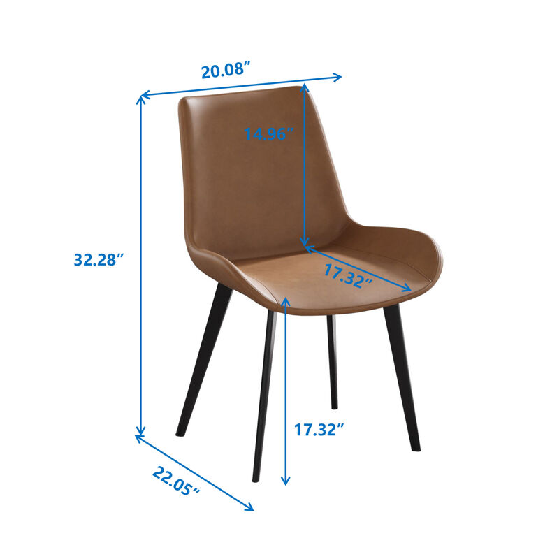 Streamdale Modern Black Metal Leg Dining Chair (2 Pcs) image number 8