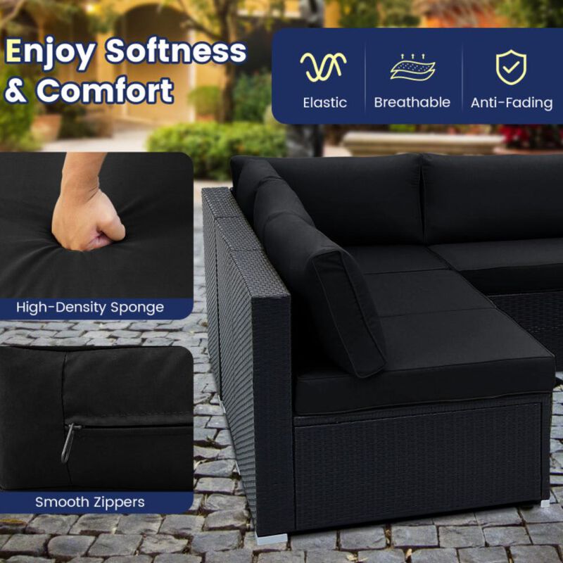 Hivvago 10 Piece Outdoor Wicker Conversation Set with Seat and Back Cushions